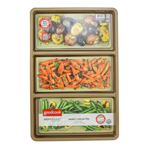 MOLDE RECTANGULAR ANTIADHERENTE DE 3 DIVISIONES 11" X 17” GOOD COOK