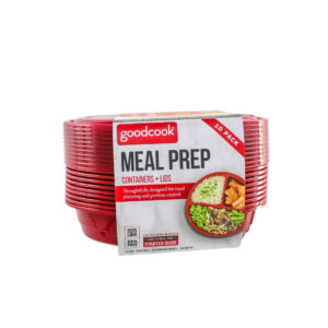 SET 10 RECIPIENTES PLASTICOS ROJOS CON 3 DIVISIONES REDONDO PARA PREPARACION DE COMIDAS GOOD COOK