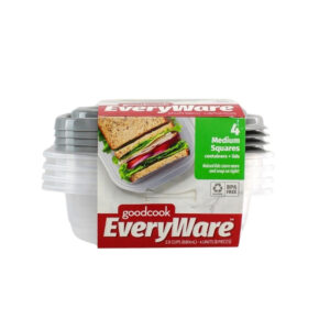 SET 4 RECIPIENTES PLASTICOS MEDIANOS CUADRADOS GOOD COOK