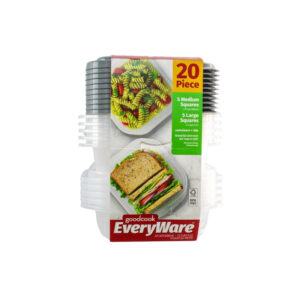 JUEGO DE 20 PIEZAS RECIPIENTES PLASTICOS CUADRADOS GOOD COOK