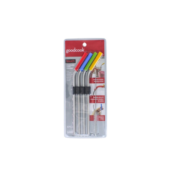 SET DE 4 PAJILLAS D/ACERO INOXIDABLE Y CEPILLO DE LIMPIEZA GOOD COOK