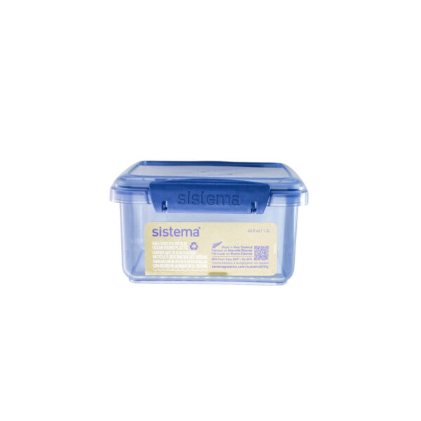 RECIPIENTE PLASTICO CUADRADO DE ALMUERZO 1.2 L MATERIAL RECICLADO SISTEMA