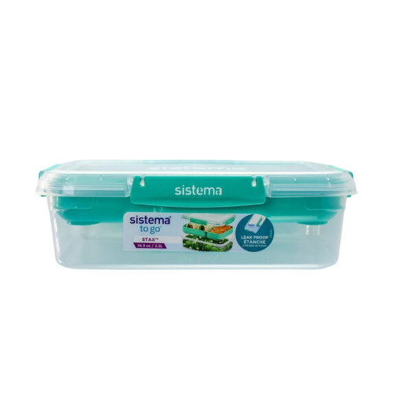 RECIPIENTE PLASTICO DE 2.2 LITROS CON COMPARTIMIENTOS