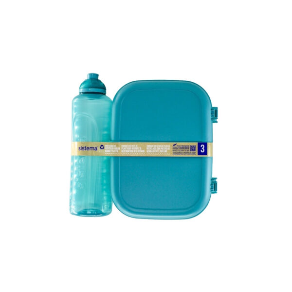 COMBO BOTELLA 480ml y RECIPIENTE PLASTICO 1.1 LT MATERIAL RECICLADO SISTEMA