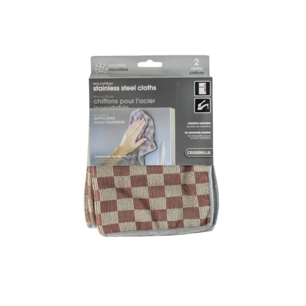 2 PAÑOS DE MICROFIBRA PARA LIMPIAR ACERO INOXIDABLE 12" X 14" CASABELLA