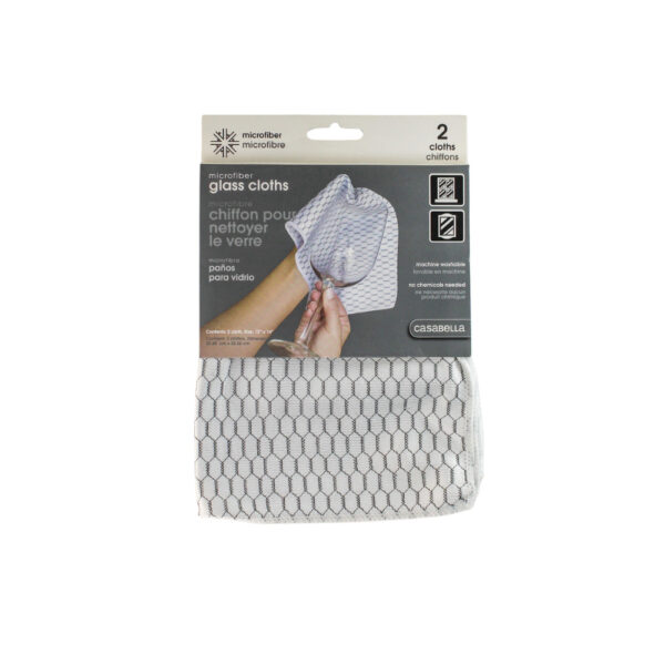 2 PAÑOS DE MICROFIBRA PARA LIMPIAR ESPEJOS 12" X 14" CASABELLA