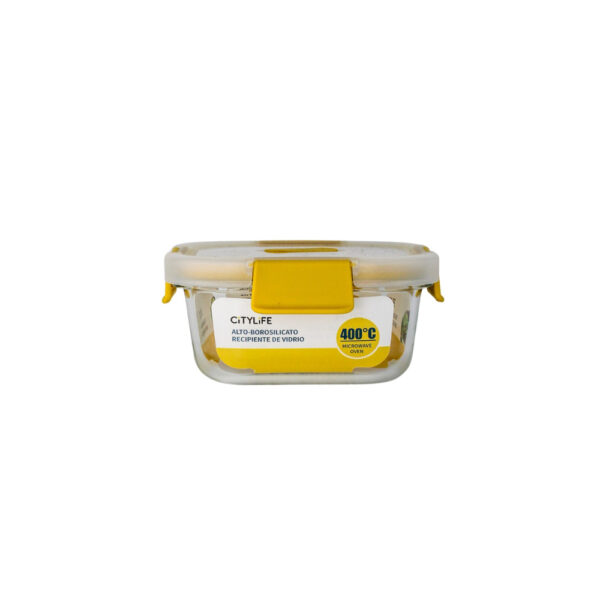 RECIPIENTE DE VIDRIO TAPA PLASTICA AMARILLO 18 ONZAS