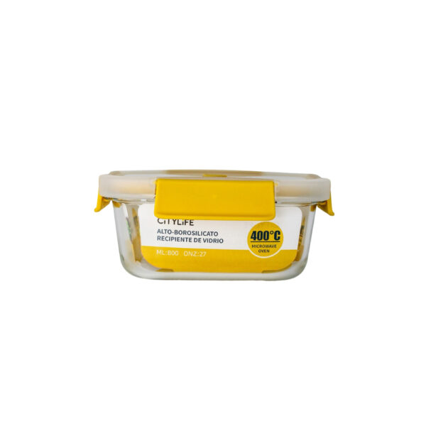 RECIPIENTE DE VIDRIO TAPA PLASTICA AMARILLO 27 ONZAS
