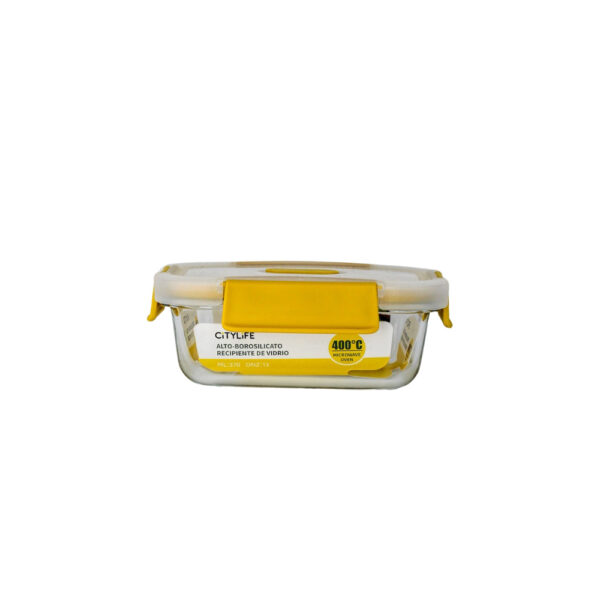 RECIPIENTE DE VIDRIO TAPA PLASTICA AMARILLO 13 ONZAS
