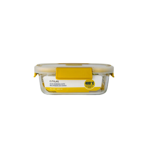 RECIPIENTE DE VIDRIO TAPA PLASTICA AMARILLO 22 ONZAS