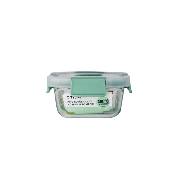 RECIPIENTE DE VIDRIO TAPA PLASTICA VERDE 11 ONZAS