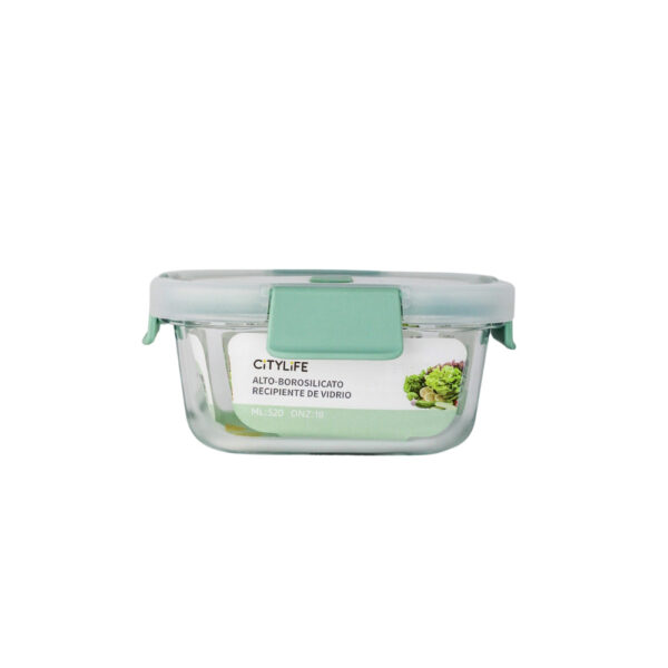 RECIPIENTE DE VIDRIO TAPA PLASTICA VERDE 18 ONZAS