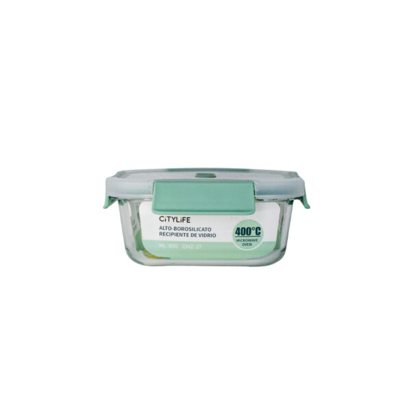 RECIPIENTE DE VIDRIO TAPA PLASTICA VERDE 27 ONZAS