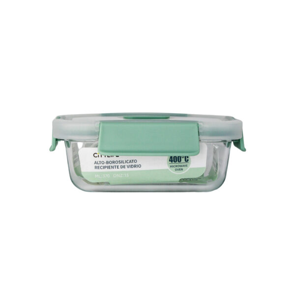 RECIPIENTE DE VIDRIO TAPA PLASTICA VERDE 13 ONZAS