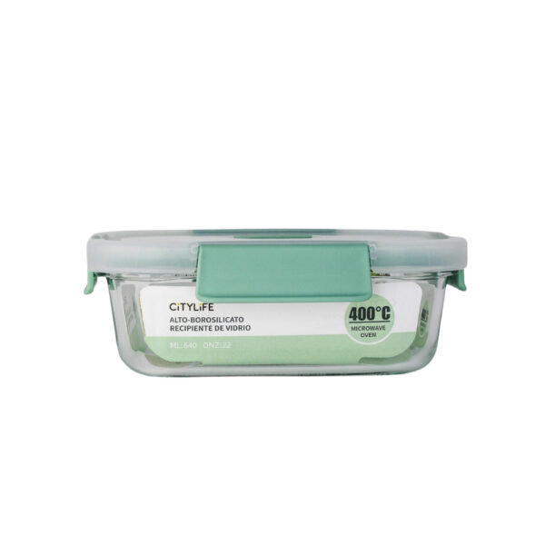 RECIPIENTE DE VIDRIO TAPA PLASTICA VERDE 22 ONZAS